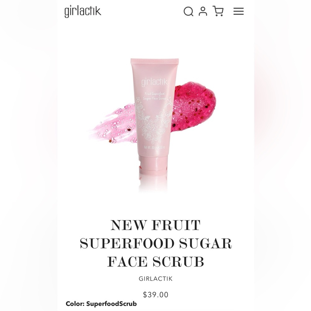 2/$25 GIRLACTIK NEW FRUIT SUPERFOOD SUGAR FACE SCRUB - BRAND NEW WITH THE BOX!